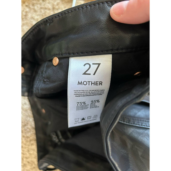MOTHER Black Rough Around Edges Black The Looker Leather Skinny Jeans Size 27 - Picture 8 of 8